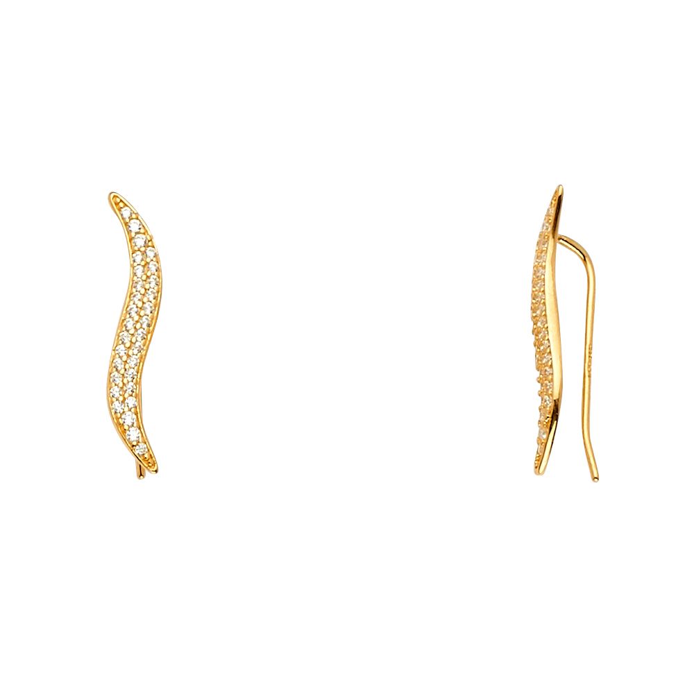 14KY Fancy Clip Style CZ Earrings