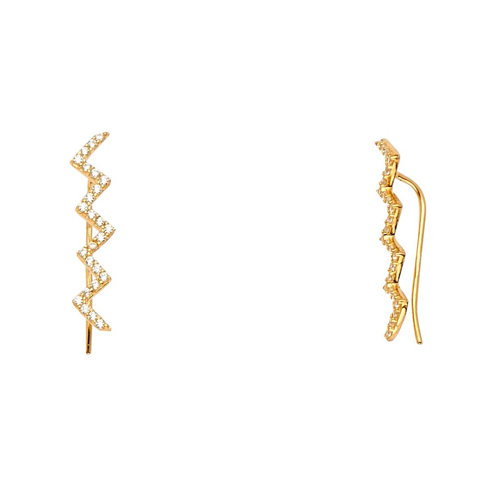 14KY Fancy Clip Style CZ Earrings