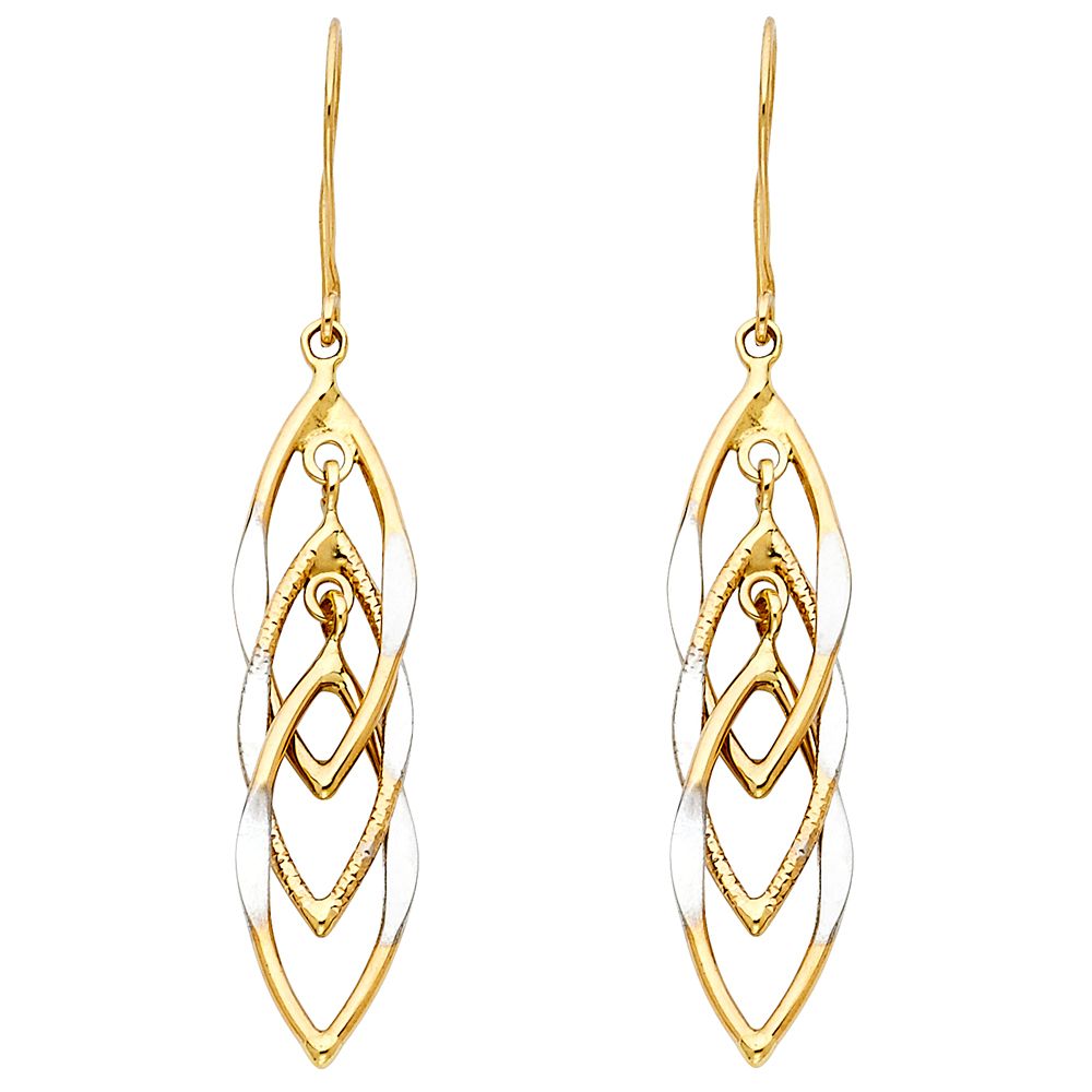 14K 2T MUL Hang Hollow Design Tube Earrings