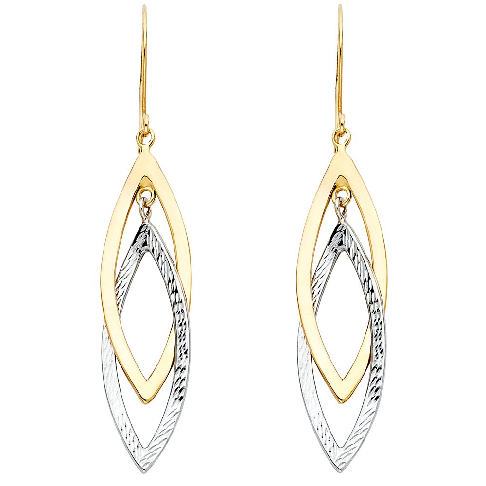 14K 2T Hollow Design Tube Earrings