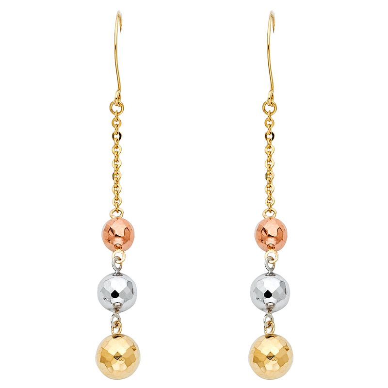 14K 3C 3 Disco Ball Hanging Earrings
