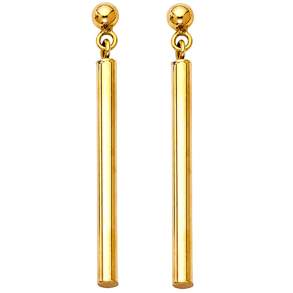 14KY Round Bar Hanging Earrings