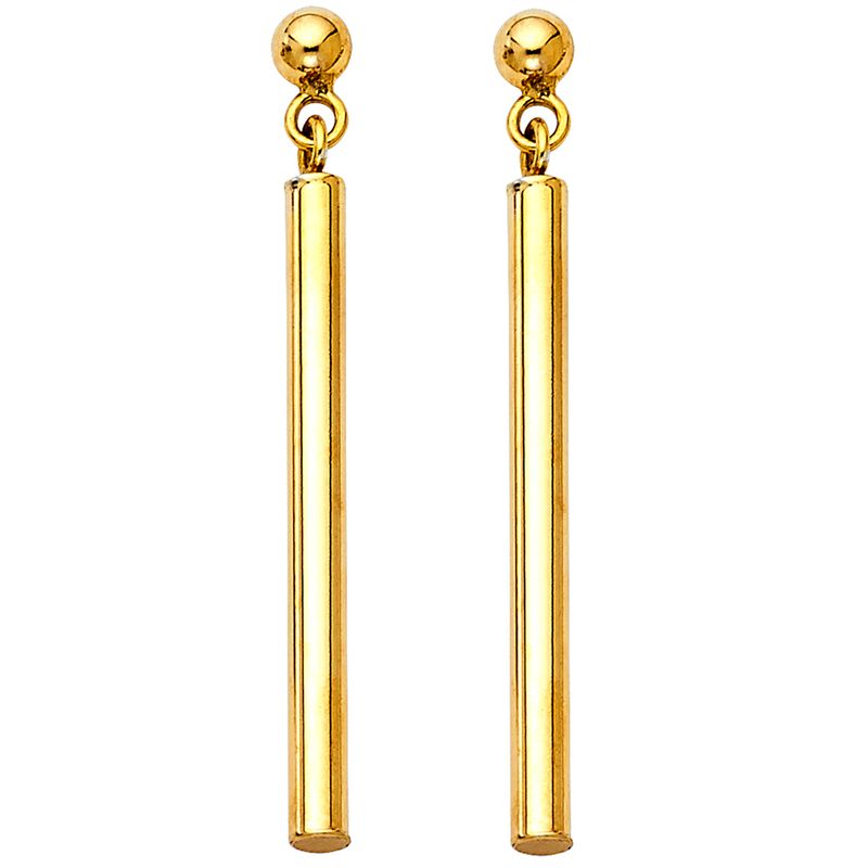 14KY Round Bar Hanging Earrings