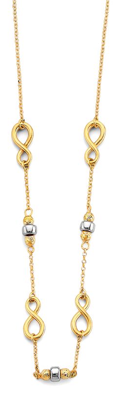 14K 2T Infinity Bead Necklace