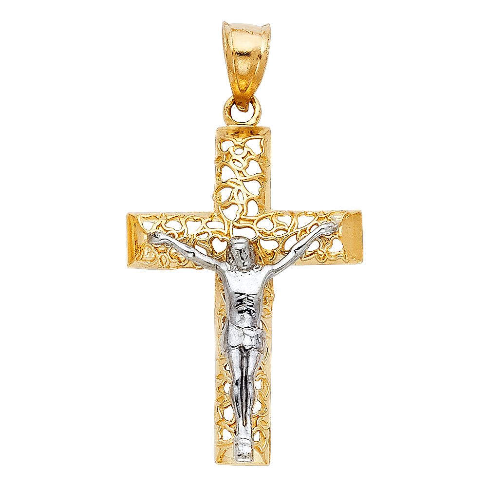 14K 2T Cut Out Crucufix Pendant