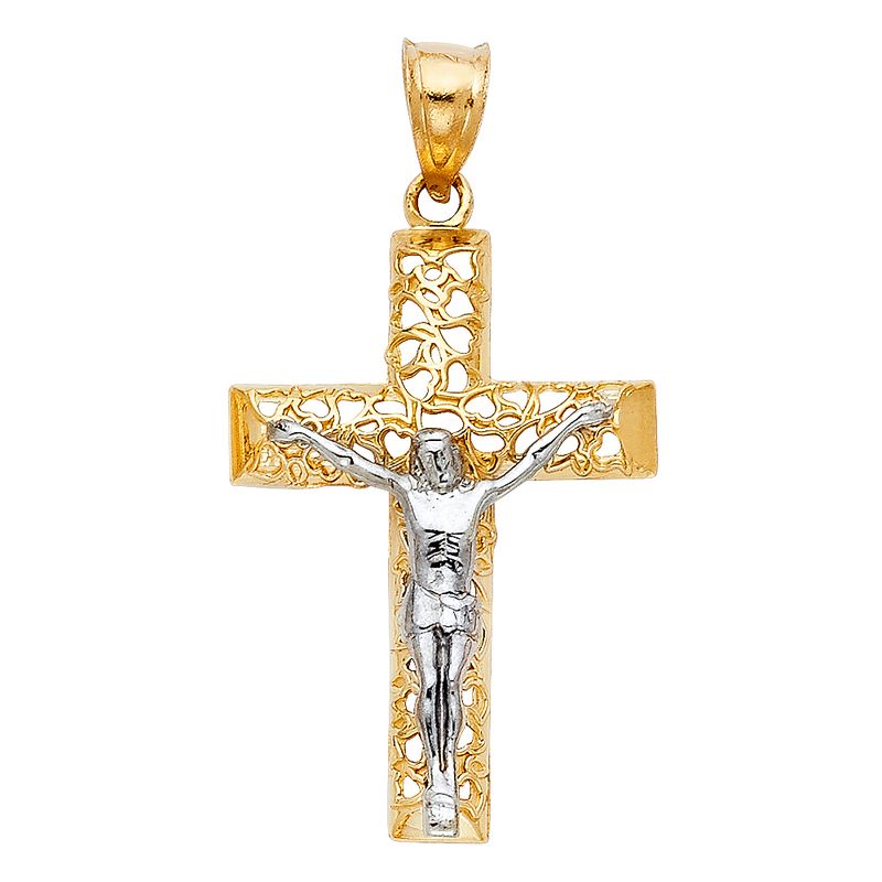 14K 2T Cut Out Crucufix Pendant
