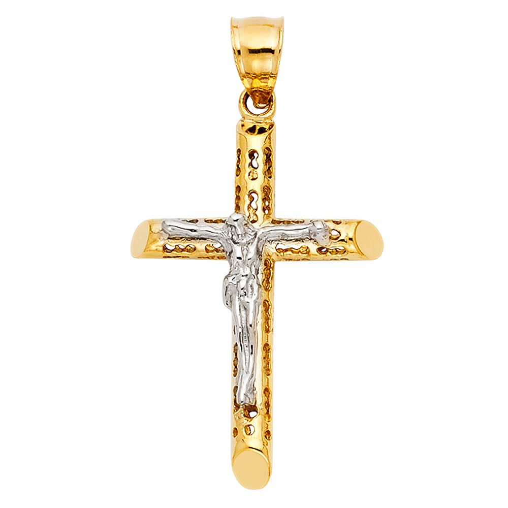 14K 2T Cut Out Crucufix Pendant