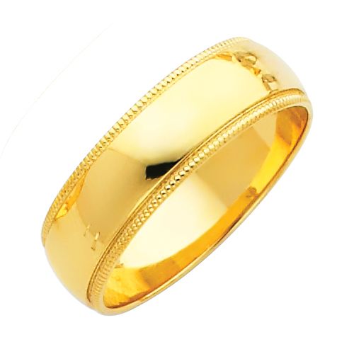 14KY 6mm Milgrain Wedding Band