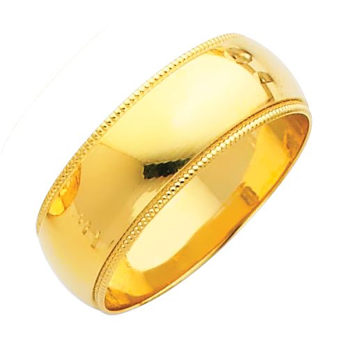 14KY 7mm Milgrain Wedding Band