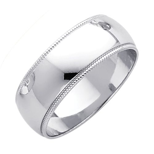 14KW 7mm Milgrain Wedding Band