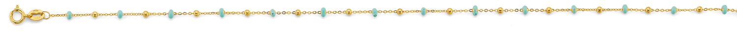 14KY Turquoise Col Enamel Bead Bracelet &amp; Anklet