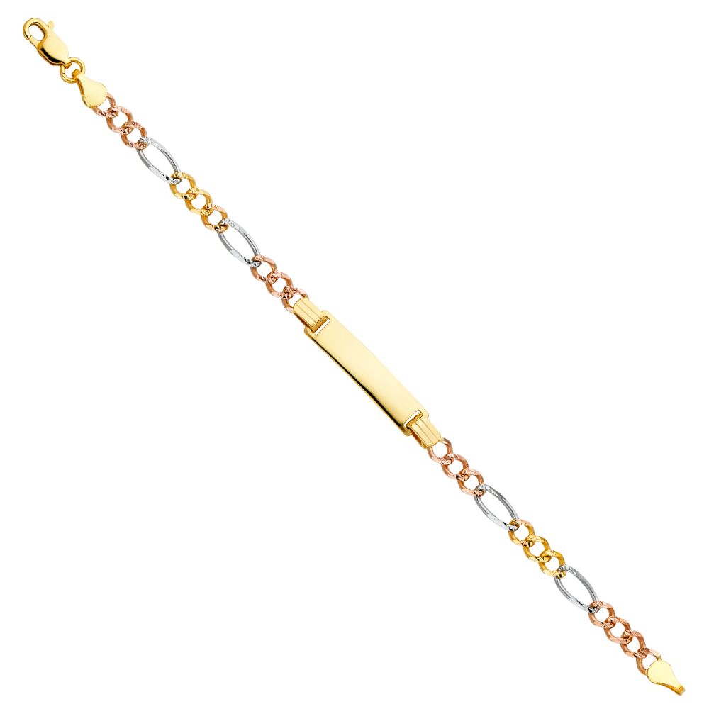 14K 3C Figaro 3+1 100 Baby ID Bracelet