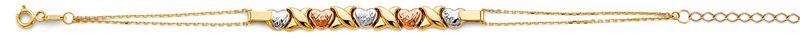 14K 3C Center Stampato Heart Bracelet