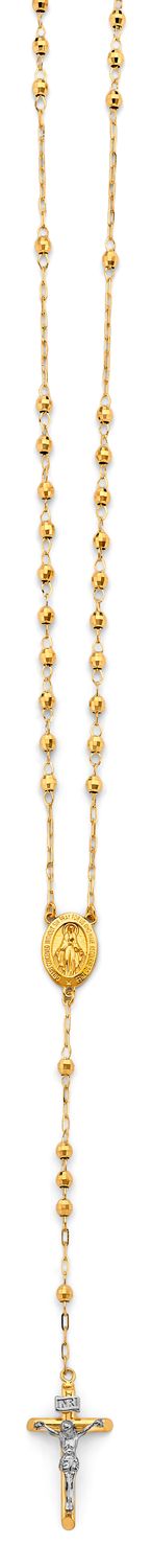 14K 2T 3mm Disco Ball Rosary Necklace