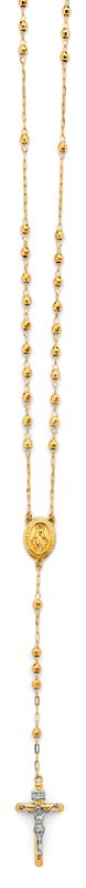 14K 2T 3mm Disco Ball Rosary Necklace