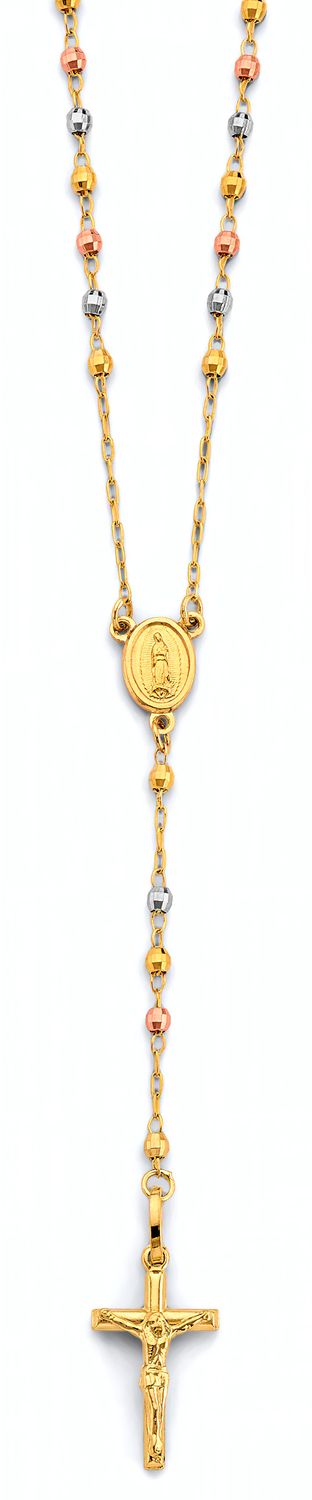 14K 3C 2.5mm Disco Ball Rosary Necklace