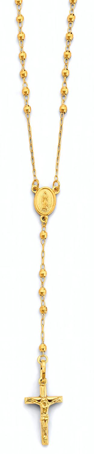 14KY 2.5mm Disco Ball Rosary Necklace