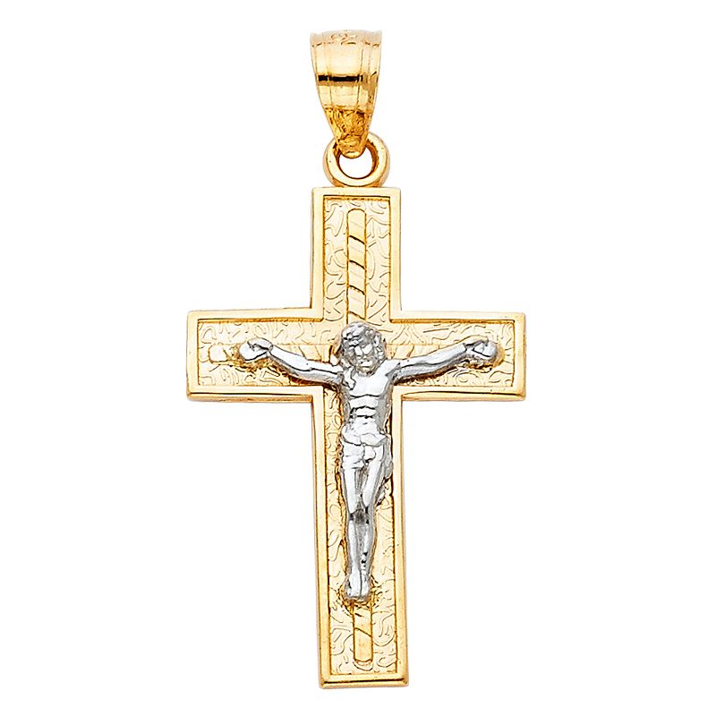 14K 2T Latin Cross Crucufix Pendant