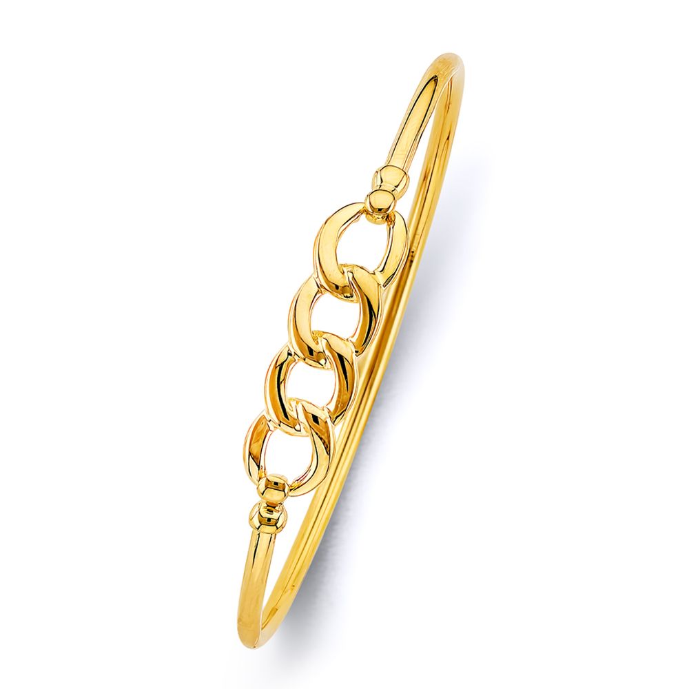 14KY Curb Hollow Oval Bangle