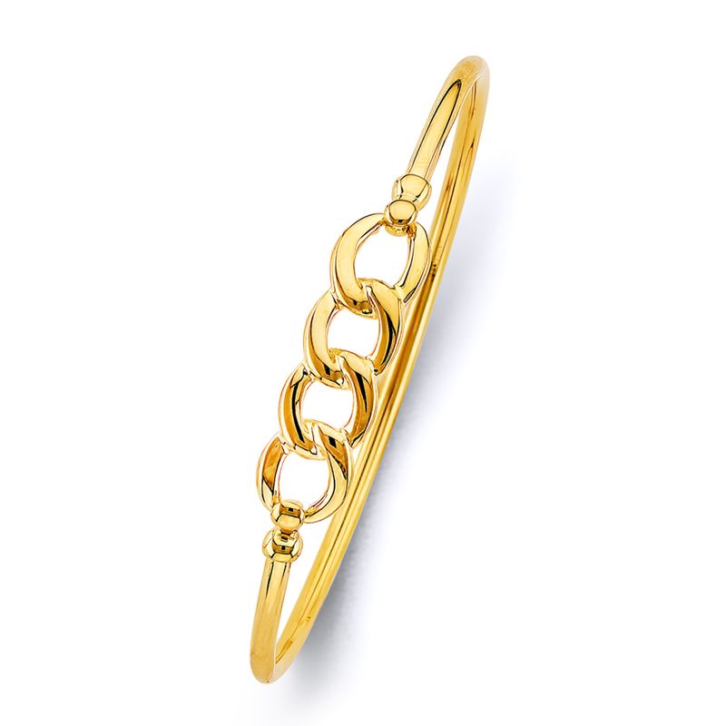 14KY Curb Hollow Oval Bangle