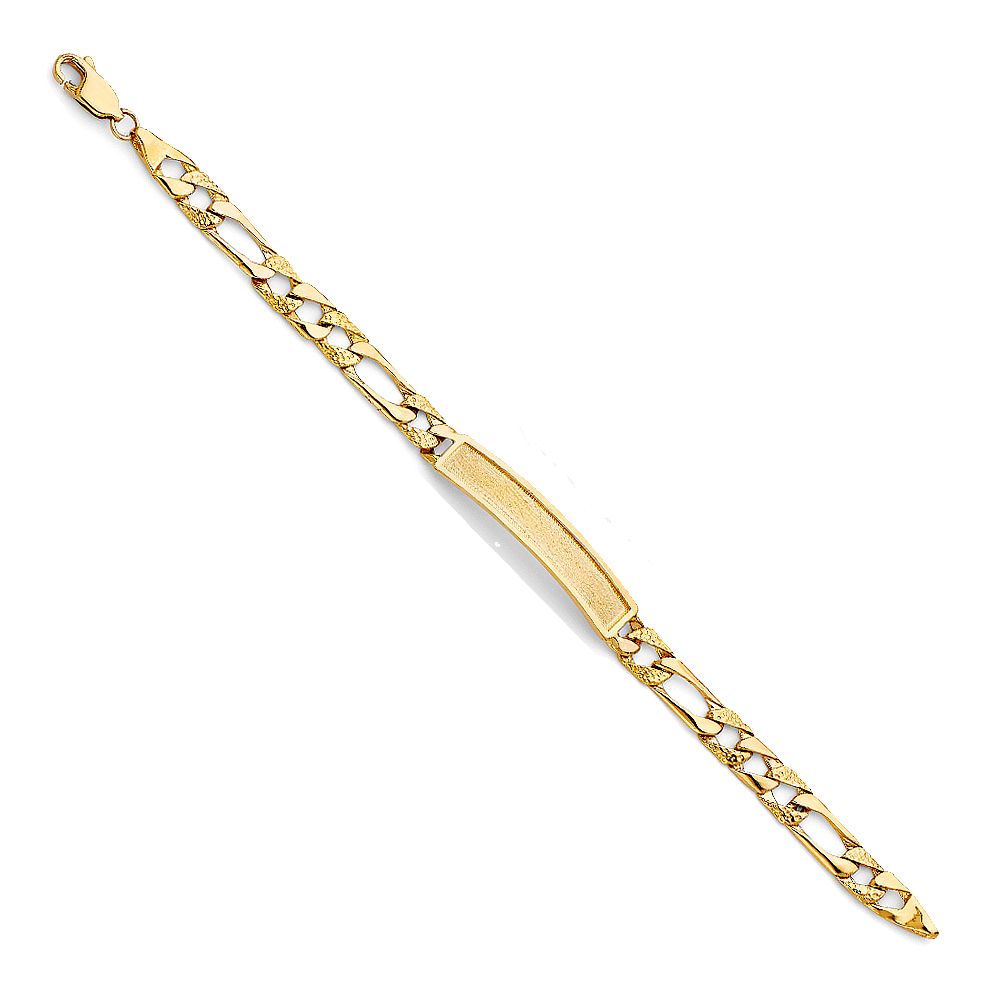 14KY Light Nugget Figaro Link F Baby ID Bracelet