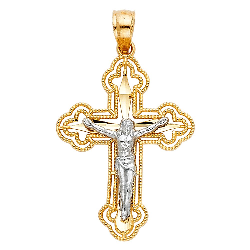 14K 2T Budded Cut Out Crucufix