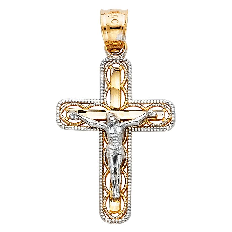 14K 2T Cut Out Design Crucufix Small