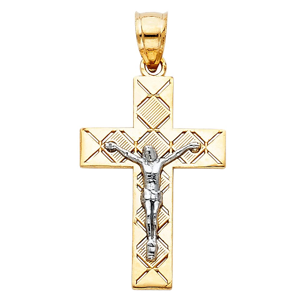 14K 2T Cut Out Design Crucufix Pendant
