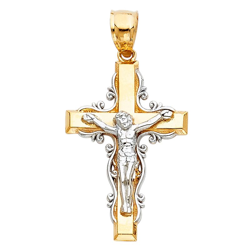 14K 2T Fancy Design Crucufix