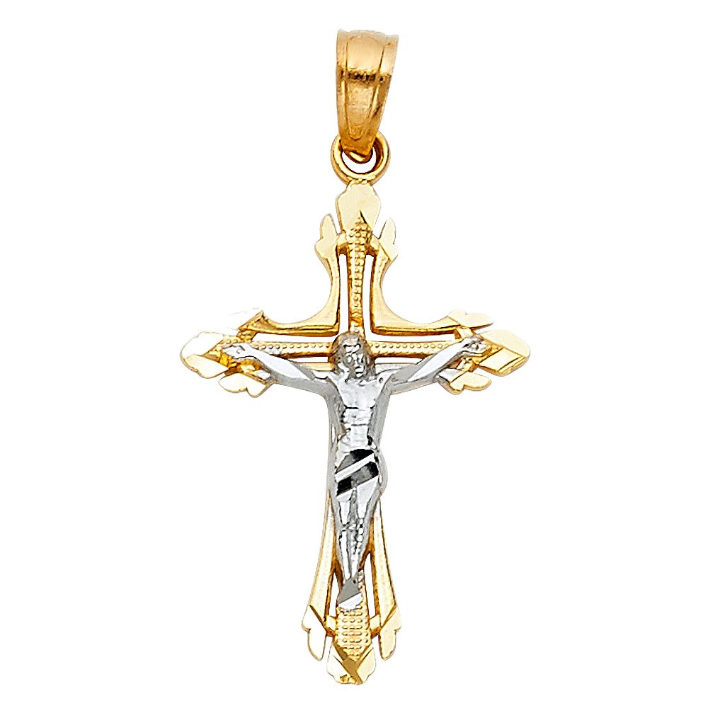 14K 2T Cut Out Design Crucufix
