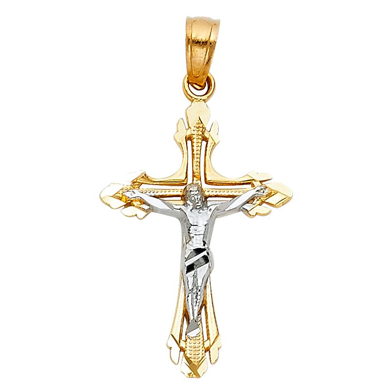 14K 2T Cut Out Design Crucufix