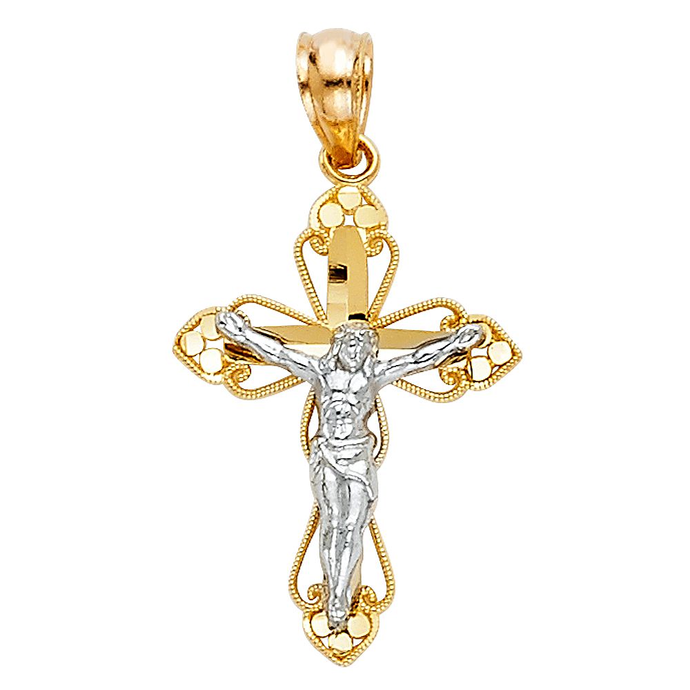 14K 2T Cut Out Design Crucufix