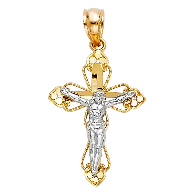14K 2T Cut Out Design Crucufix
