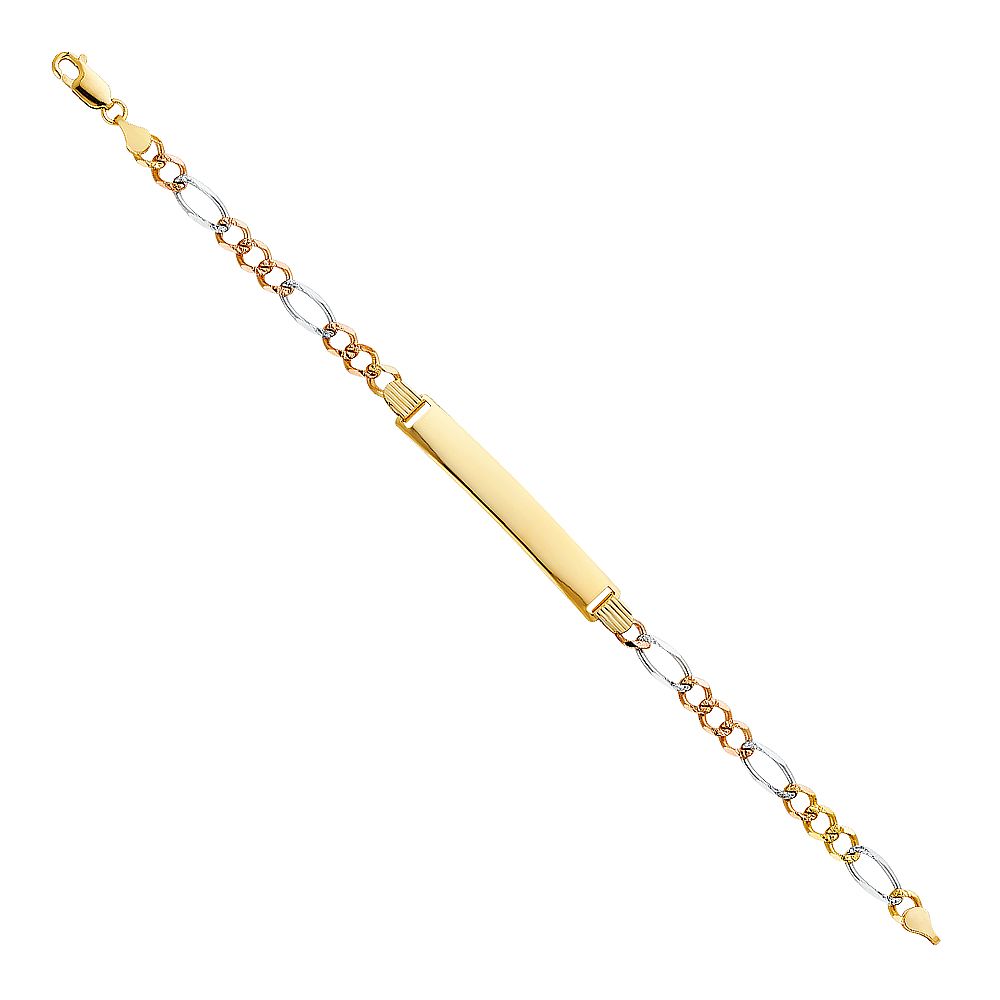 14K 3C Figaro 3+1 120 ID Bracelet SKU: AB-0216