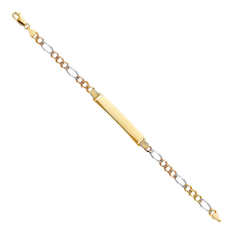 14K 3C Figaro 3+1 120 ID Bracelet SKU: AB-0216