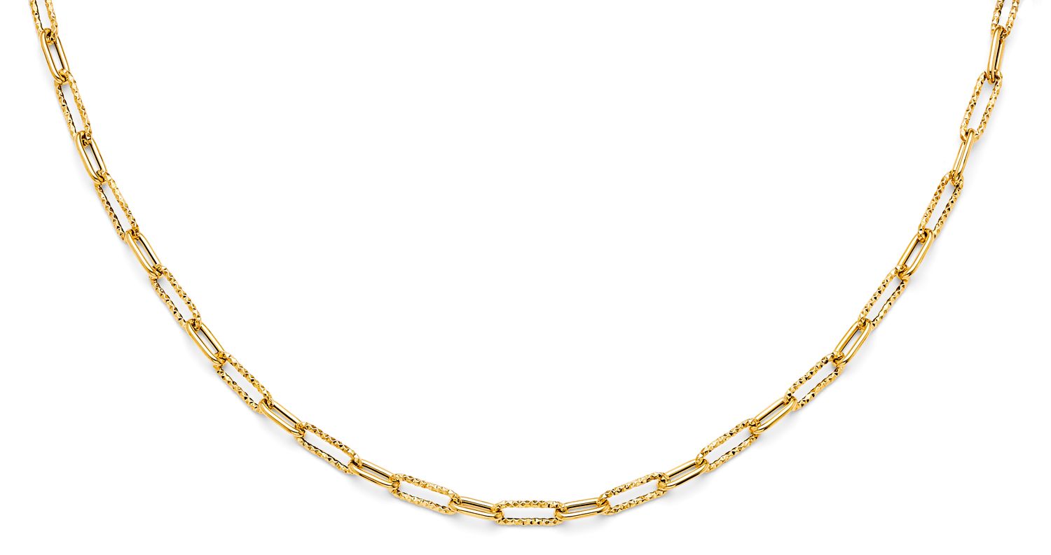 14KY Hollow Paperclip 1+1 Necklace