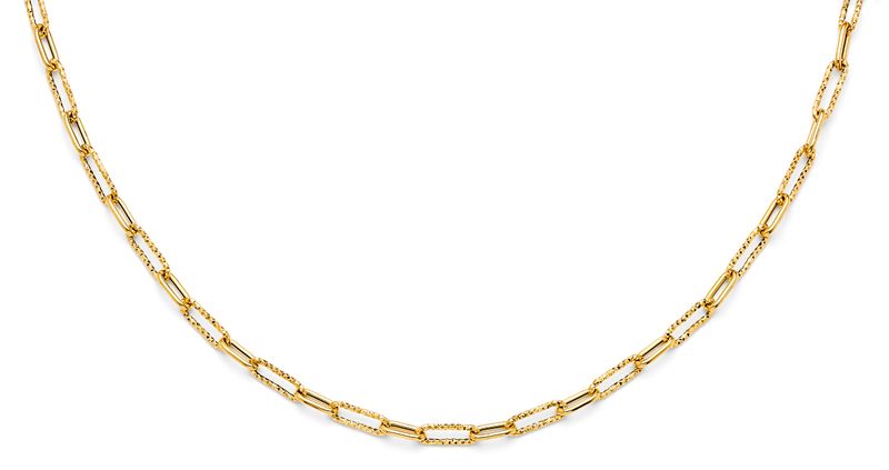 14KY Hollow Paperclip 1+1 Necklace