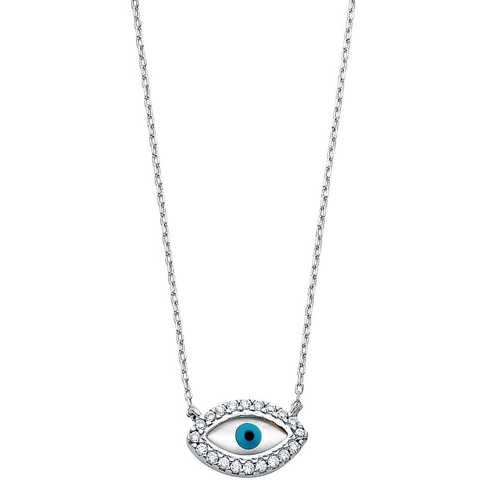 14KW CZ Evil Eye Necklace
