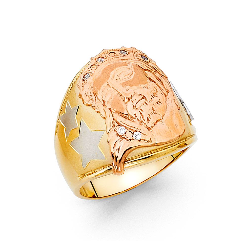 14K 3C CZ Men&#39;s Ring