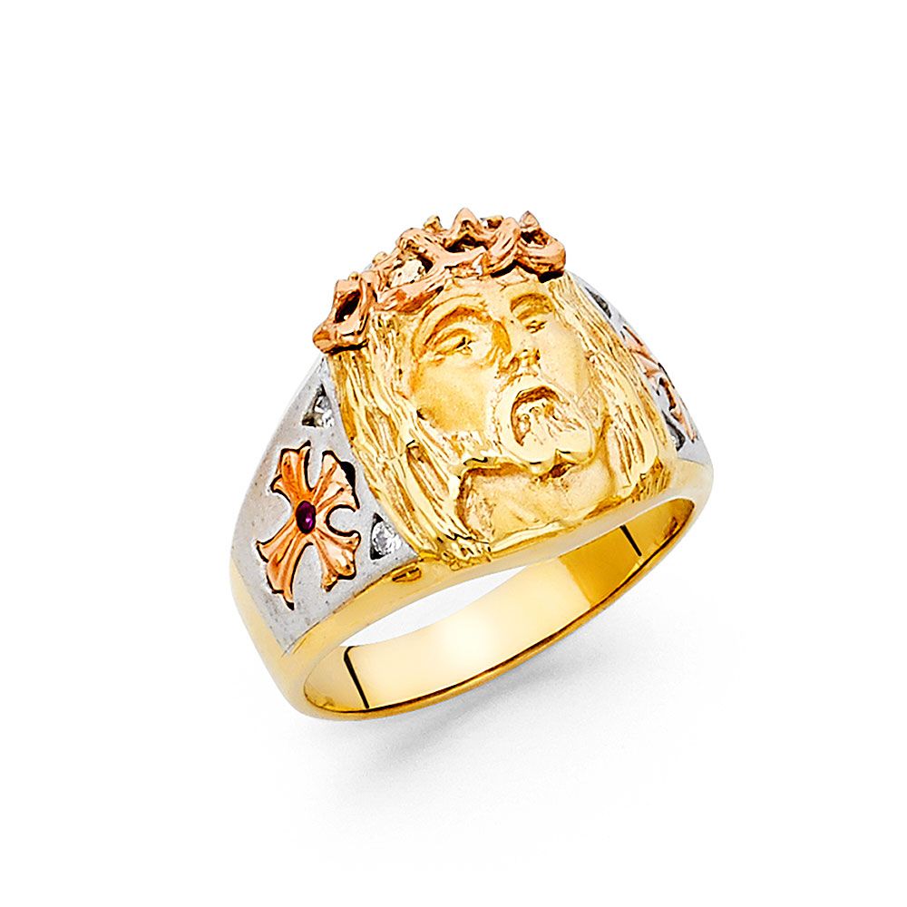 14K 3C CZ Men&#39;s Ring