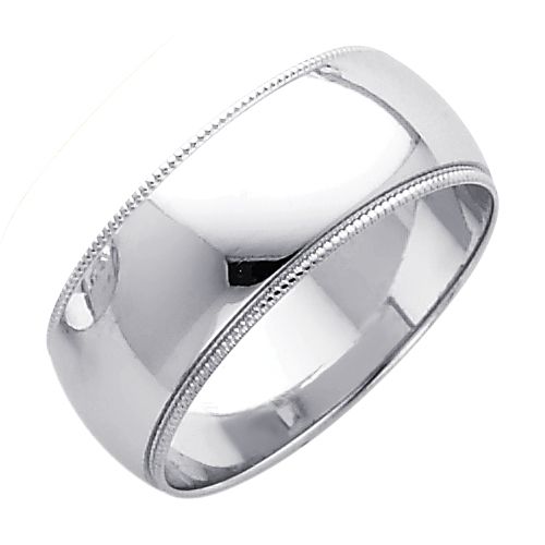 14KW 8mm Milgrain Wedding Band