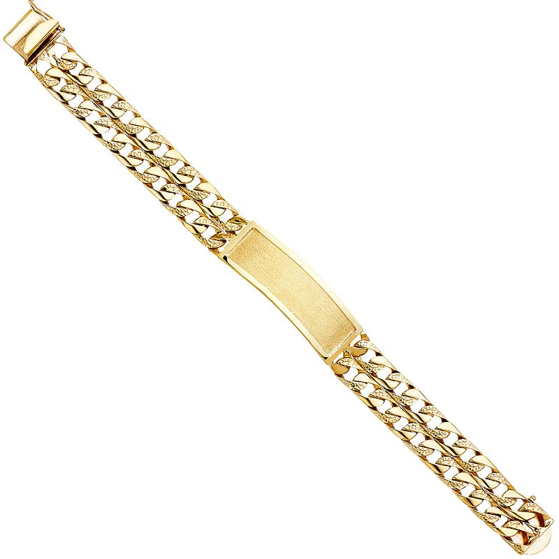14KY 3L Nugget Cuban Link Frame ID Bracelet