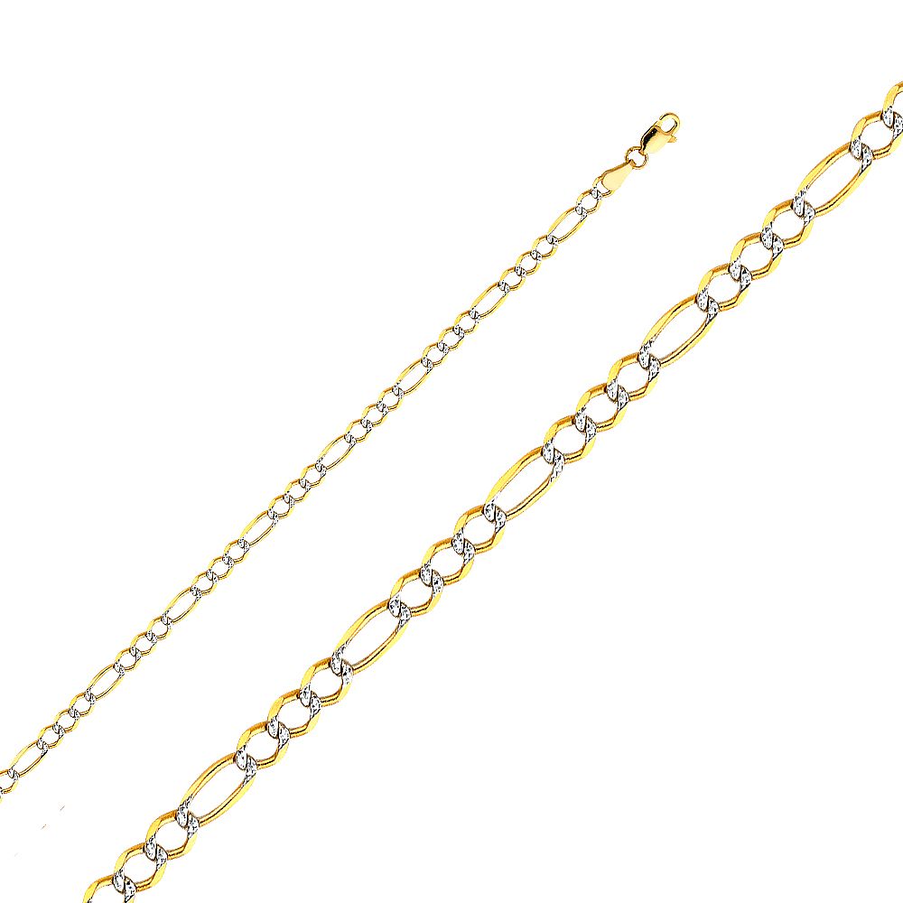 14KY 3.9mm Figaro 3+1 Open WP Chain
