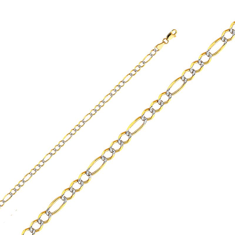14KY 3.9mm Figaro 3+1 Open WP Chain