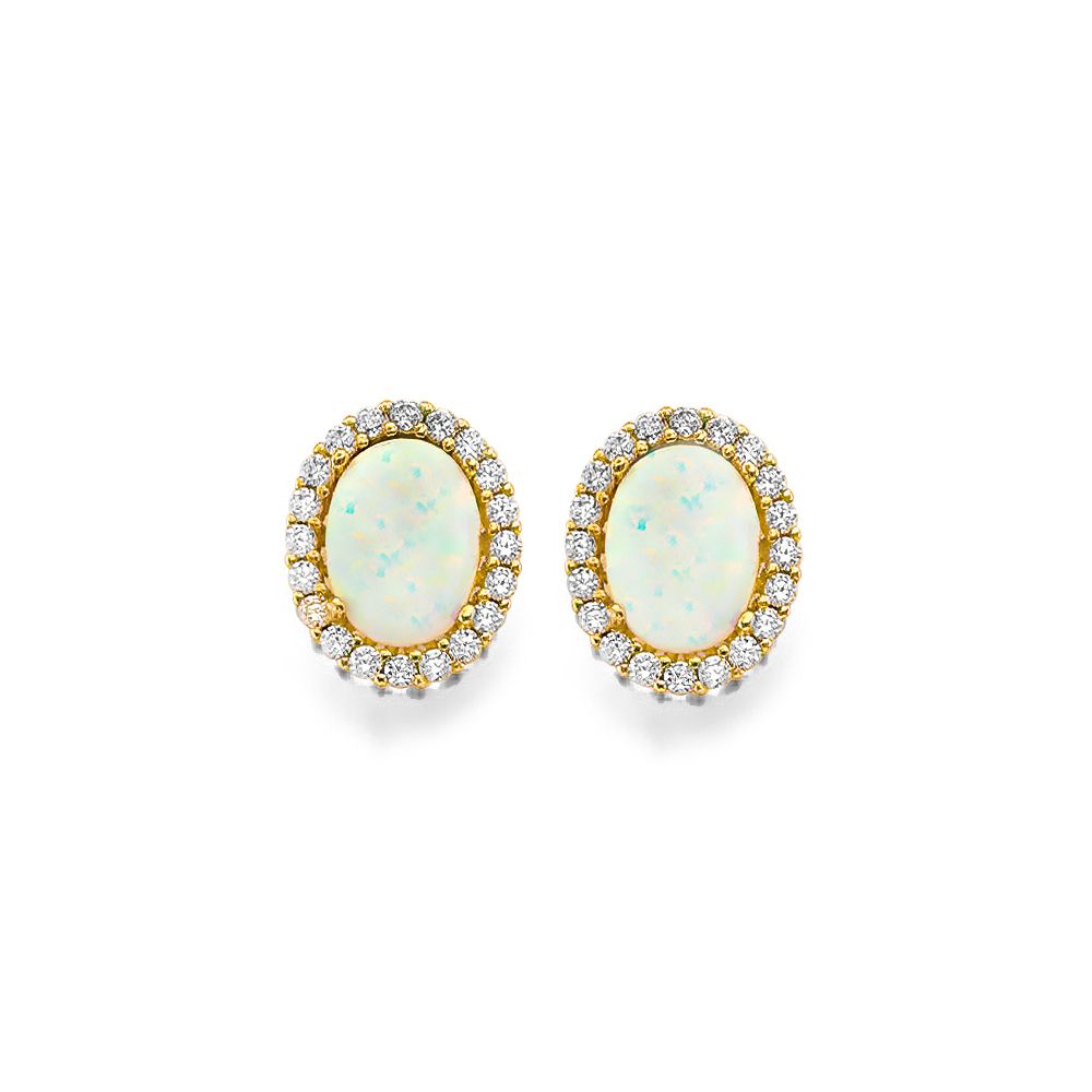 14KY CZ Opal Earrings/Set