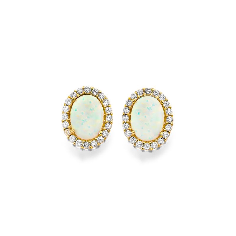 14KY CZ Opal Earrings/Set