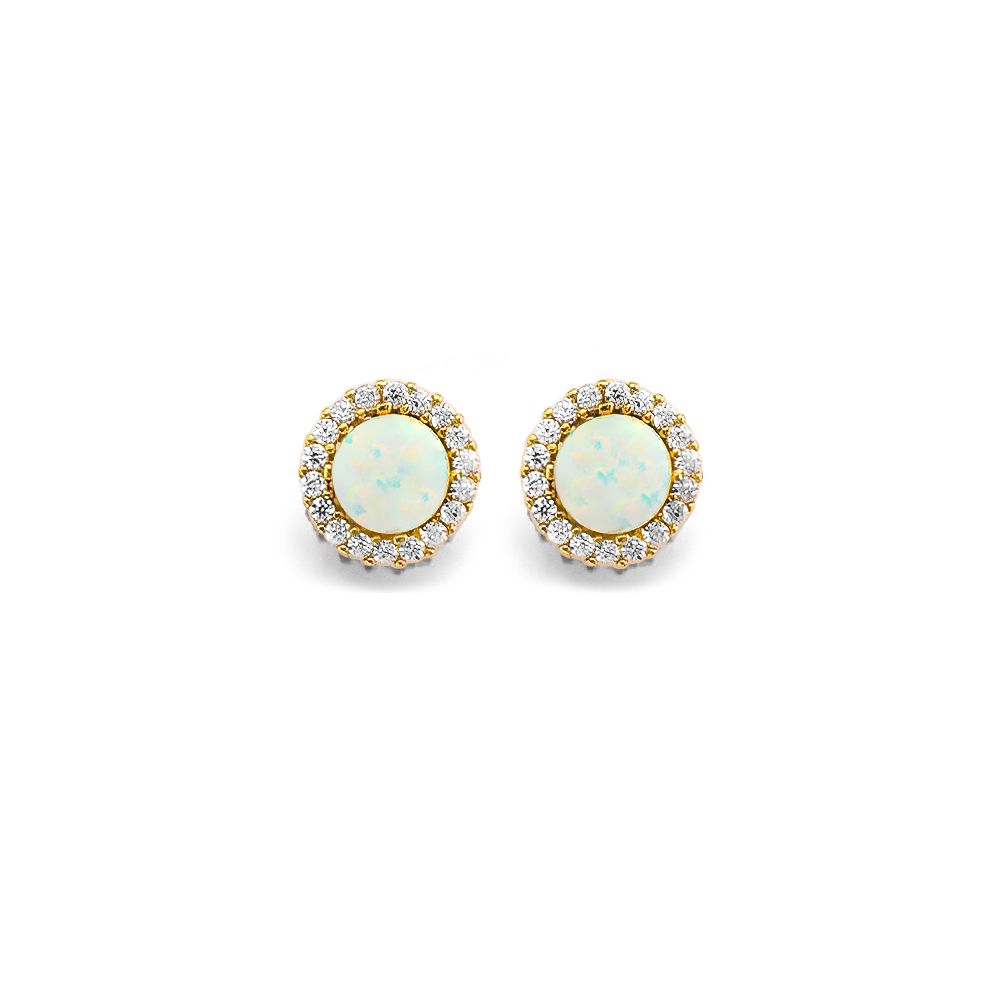 14KY CZ Opal Earrings/Set