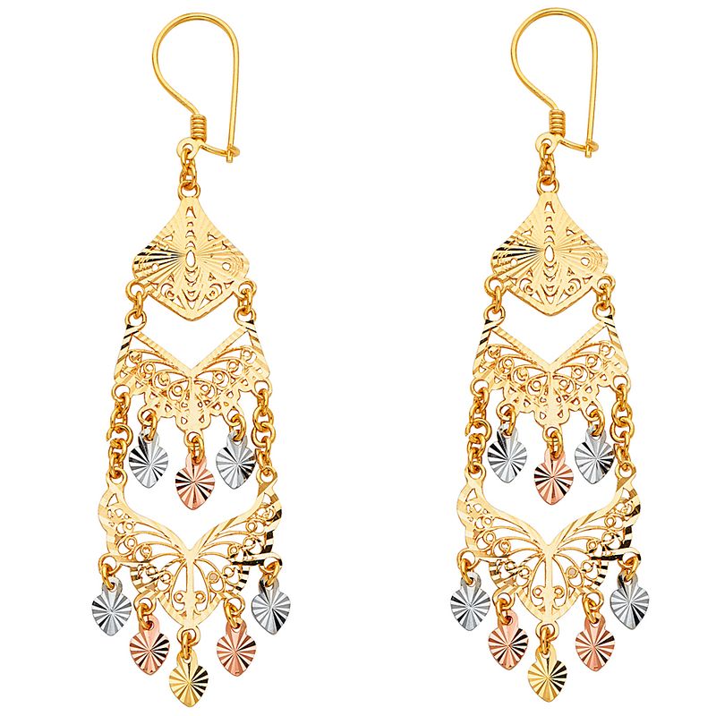 14K 3C DC Chandelier Hanging Earrings