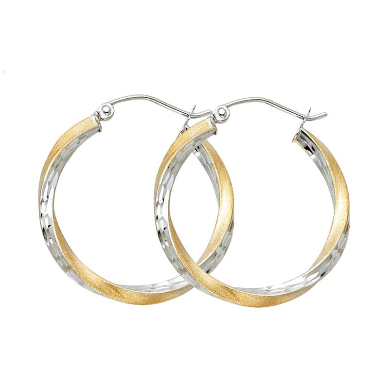14K 2T SF DC 2.6mm Swirl Hoop Earrings (20mm)
