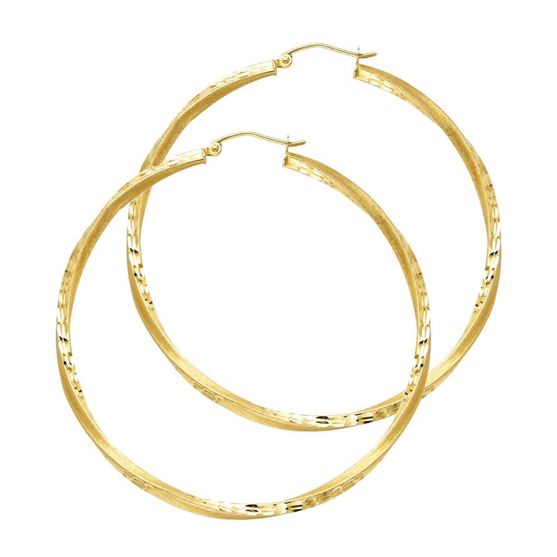 14KY SF DC 2.6mm Swirl Hoop Earrings (45mm)